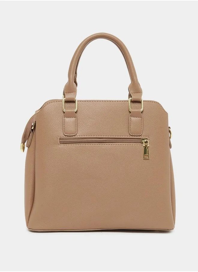 Styli Colorblock Handbag with Top Handles and Belted Details