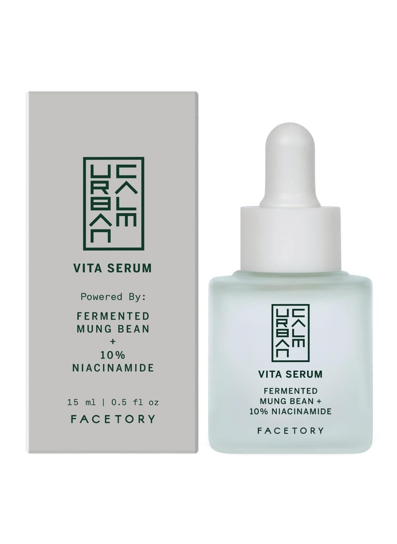 FACETORY Urban Calm Hydrating Vita Serum Mini Travel Size 15 ml  Glow Boosting Facial Serum with Fermented Mung Bean and 10 Niacinamide for Fine Lines  Wrinkles  Smoothing and Calming 