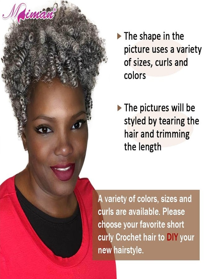MIMAN 5 Packs 10 Inch Short Grey Crochet Hair Braiding 8MM Curly Crochet Braids for Women Synthetic Hair Extensions for Women DIY Mohawk Afro Braided Hairstyle (Natural Black Mixed Grey) - Image 2