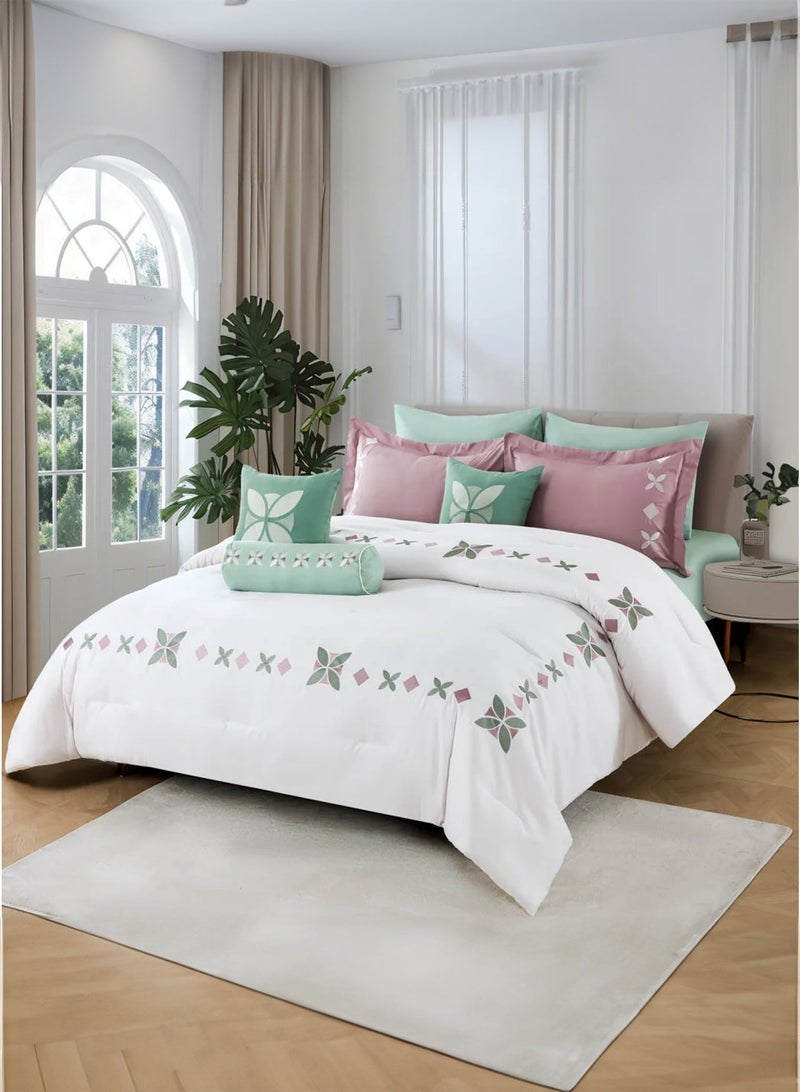 NADAV AL-Hasa rose & tiffany embroidered double summer Comforter set 9Pcs - Image 1
