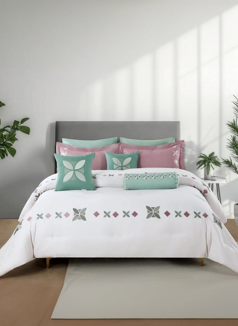 NADAV AL-Hasa rose & tiffany embroidered double summer Comforter set 9Pcs - Image 2