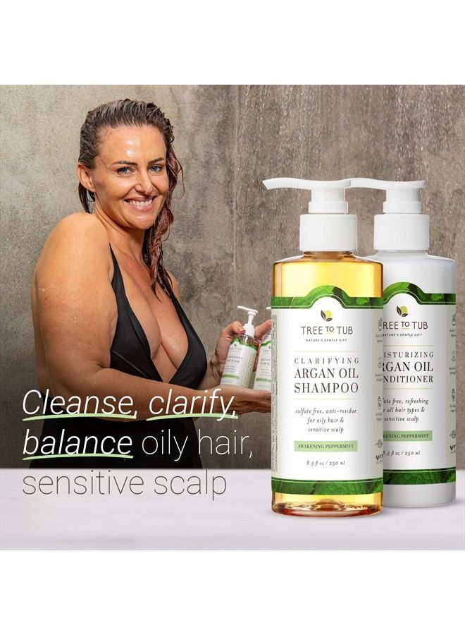 Tree To Tub Sulfate Free Shampoo and Conditioner Set for Oily Hair, Frizz, Sensitive Scalp - Hydrating Argan Oil Shampoo and Conditioner for Women & Men w/Organic Coconut Oil, All Natural Peppermint - Image 2