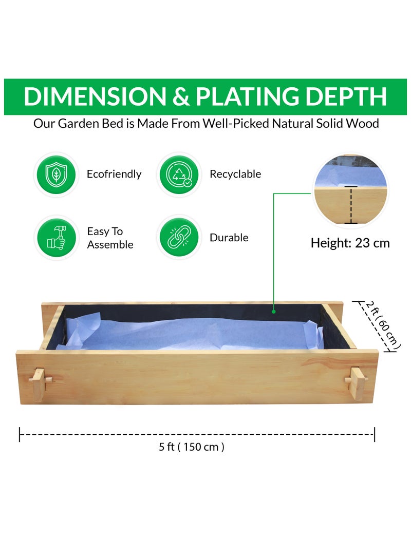 Yardlong Greencorner Raised Gardenbed 5 feet x 2 feet. Wooden Bed to grow vegetables, flowers, herbs, root vegetables, grow tomatoes, sponge gourd creepers - Image 2