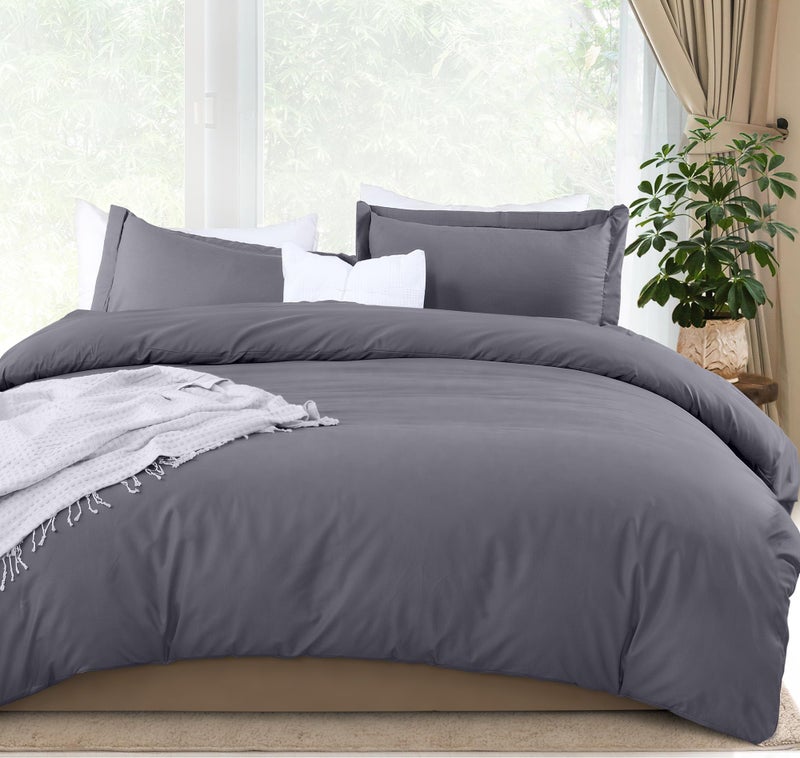 Utopia Bedding Duvet Cover California King Size - 3 Piece with Zipper Closure - 1 Comforter Cover 104X98 Inches & 2 Pillow Shams 20X36 Inches (Grey) Comforter Not Included - Image 1