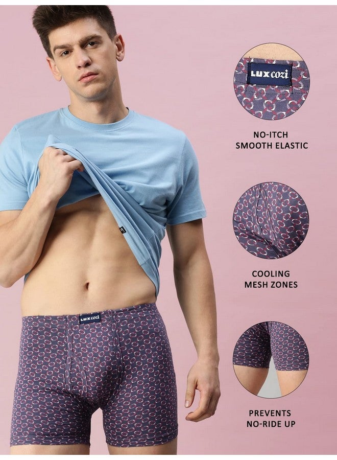 Lux Cozi Lux Cozi Men's Pack of 3 Assorted Inner Elestic Long Printed Trunk (Size : 90cm)  - Image 3