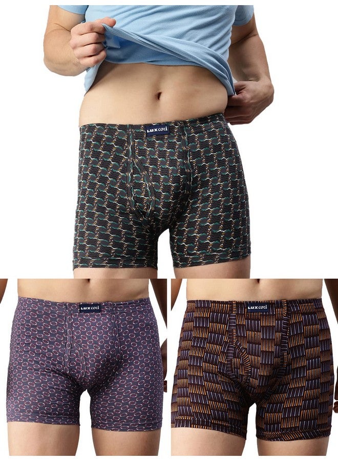 Lux Cozi Lux Cozi Men's Pack of 3 Assorted Inner Elestic Long Printed Trunk (Size : 90cm)  - Image 1