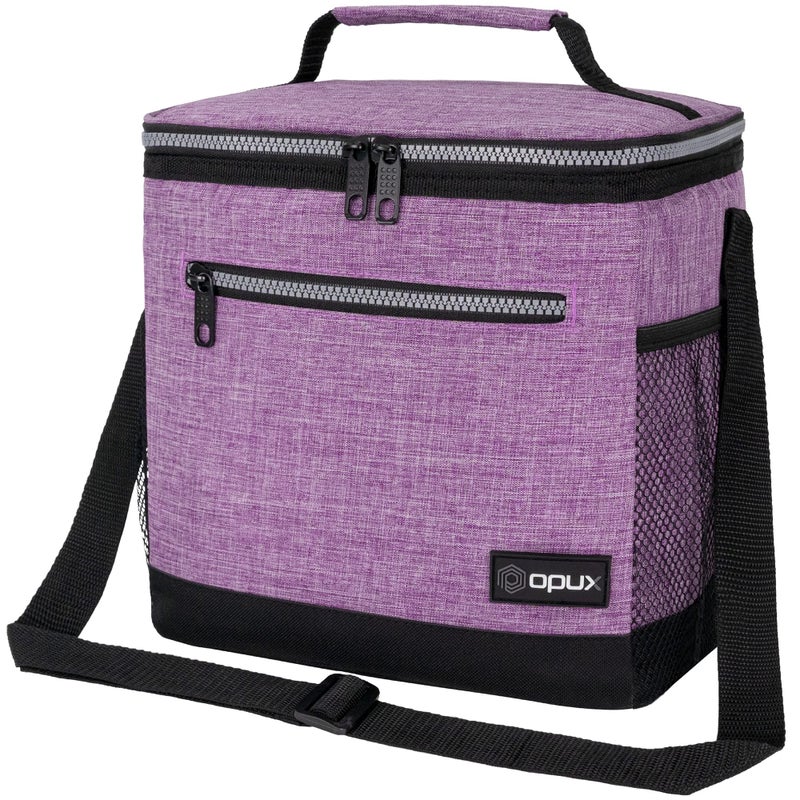 opux Extra Large Insulated Lunch Box Men Women Lunch Bag for Work Leakproof Soft Cooler Tote Adult Lunch Pail Picnic Beach Collapsible Food Bag with Shoulder Strap Purple