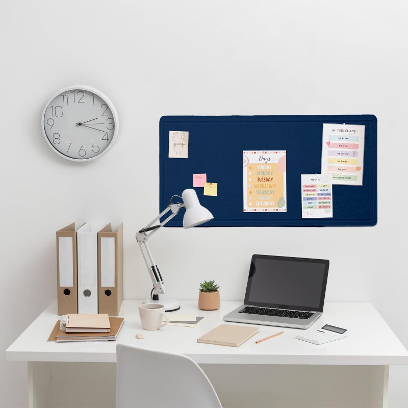 Lightomorrow Bulletin Board, 35 x 17 1/2 inches Felt Board - Decorative Pin Board, Cork Board Alternative for Wall, Foldable Self-Adhesive Vision Board Prayer Board with 20 Pushpins Dark Blue - Image 2