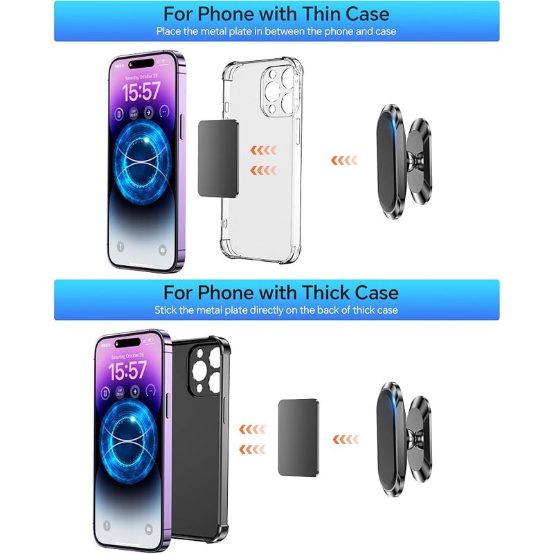 Coolpow 【2-PACK】Magnetic phone holder for car, 【 Super Strong Magnet 】 【 with 4 Metal Plate 】 iPhone Magnetic car mount for cell phone, 【 360° Rotation 】 Universal Dashboard adhesive Car Magnetic Phone Mount - Image 5