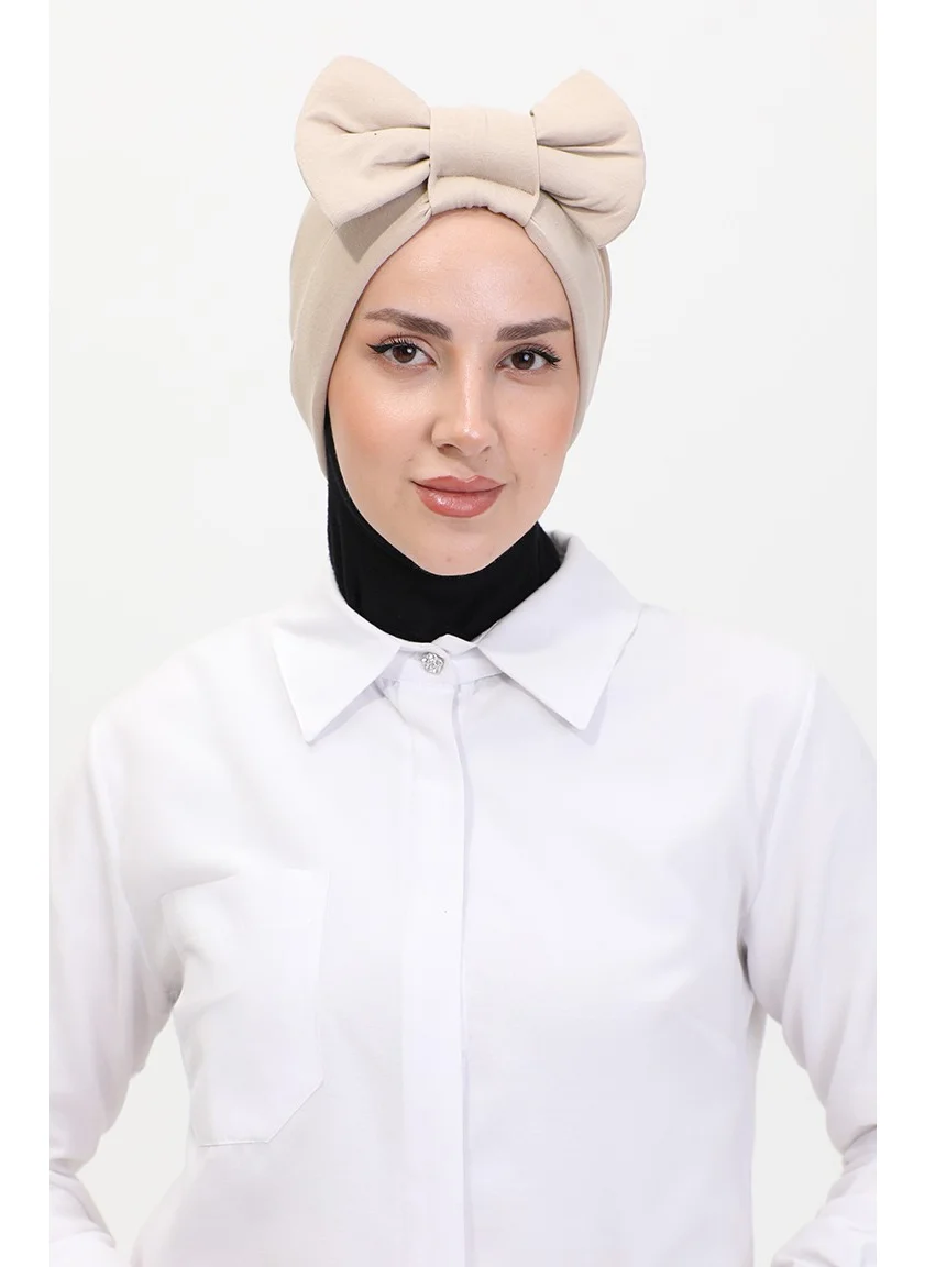 Sefa Merve Combed Cotton Outer Bonnet 1248-19 Dark Beige