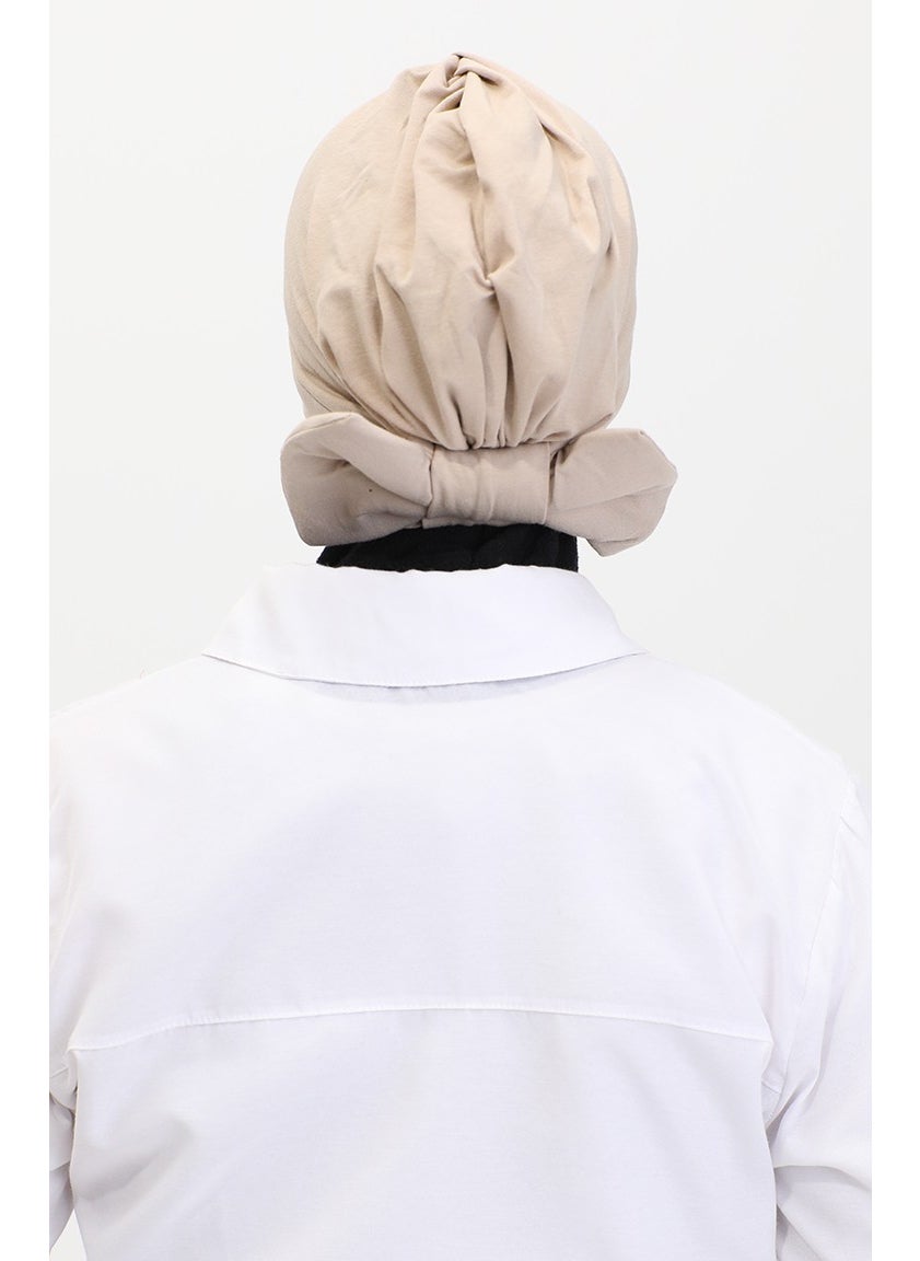 Sefa Merve Combed Cotton Outer Bonnet 1248-19 Dark Beige  - Image 4