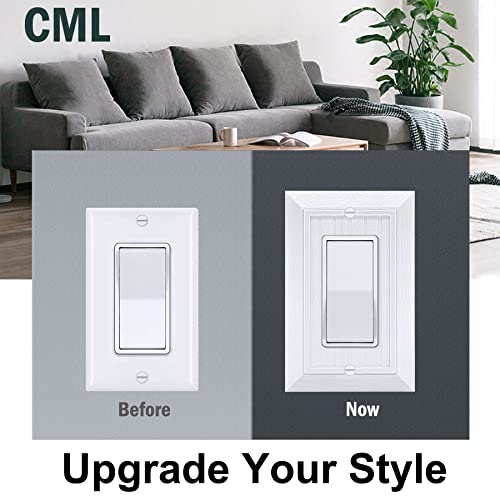 CML Hardware CML Single Beadboard Decorator Wall Plate, 1-Gang Decorative Receptacle Outlet Covers, 10 Pack Retro Wood grain Design Switch Plates, Mid-Size 3.15”X 4.87”, Impact Resistant, White - Image 3