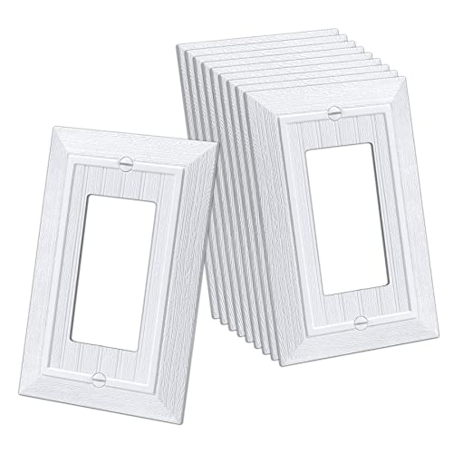 CML Hardware CML Single Beadboard Decorator Wall Plate, 1-Gang Decorative Receptacle Outlet Covers, 10 Pack Retro Wood grain Design Switch Plates, Mid-Size 3.15”X 4.87”, Impact Resistant, White - Image 1