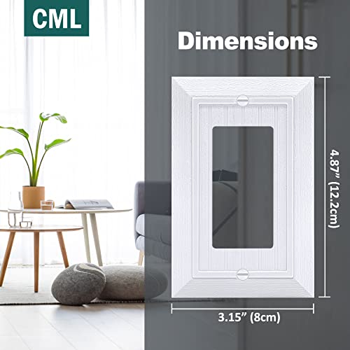 CML Hardware CML Single Beadboard Decorator Wall Plate, 1-Gang Decorative Receptacle Outlet Covers, 10 Pack Retro Wood grain Design Switch Plates, Mid-Size 3.15”X 4.87”, Impact Resistant, White - Image 4