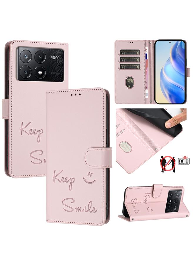 The Bros Case For Xiaomi Poco X6 Pro / Redmi K70E Smile Embossing RFID Leather Phone Case