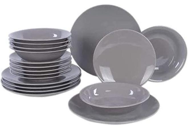 Kutahya Dinner Set 30 Pcs Gray 6 Dessert Plate,6 Deep Plate,6 Flat Plate ,6 Bowls ,6 Mugs - Image 1