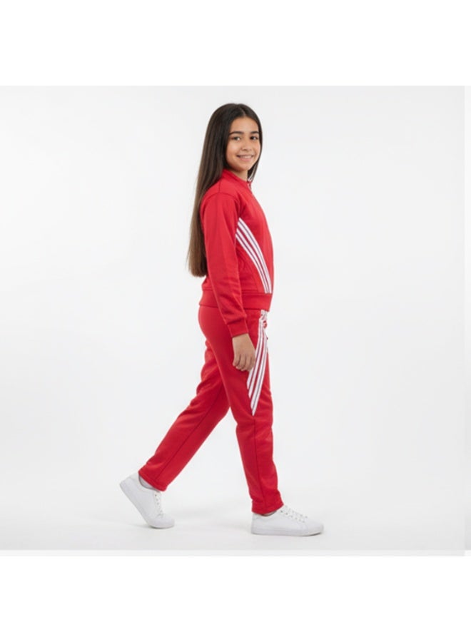 Caesar Girls' winter tracksuit with velvet lining and striped design - Image 4