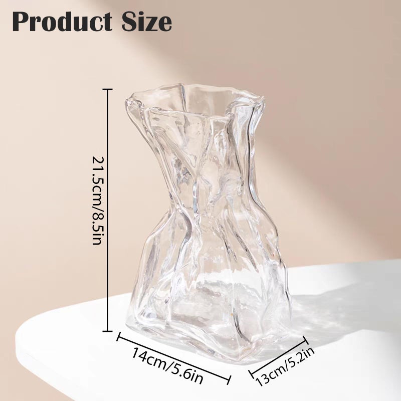 FOWSEEK 6 Inch Small Glass Flower Vase, Irregular Clear Flower Vases for Centerpiece Table Indoor Desk Decor, Modern Art Decorative Vase for Home Office Wedding Bookshelf Housewarming Gift - Image 2