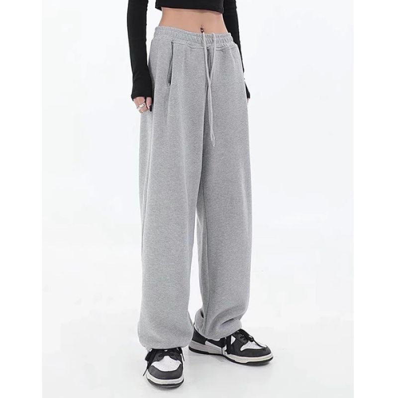 Womens Fleece-Lined Casual Pants Autumn-Winter Grey