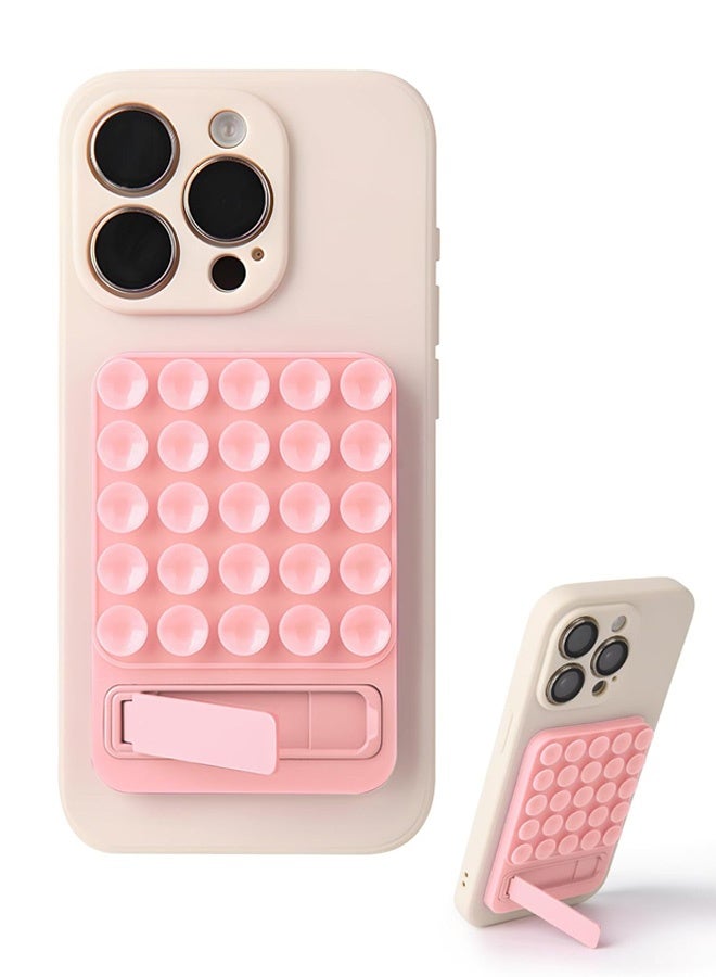 Silicone Suction Case Adhesive Mount - 2 in 1 Silicone Sticky Phone Grip with Suction Cup and Bracket,Phone Accessory for iPhone and Android,Sticky Grip for Selfies,Videos(Light Pink) - Image 1