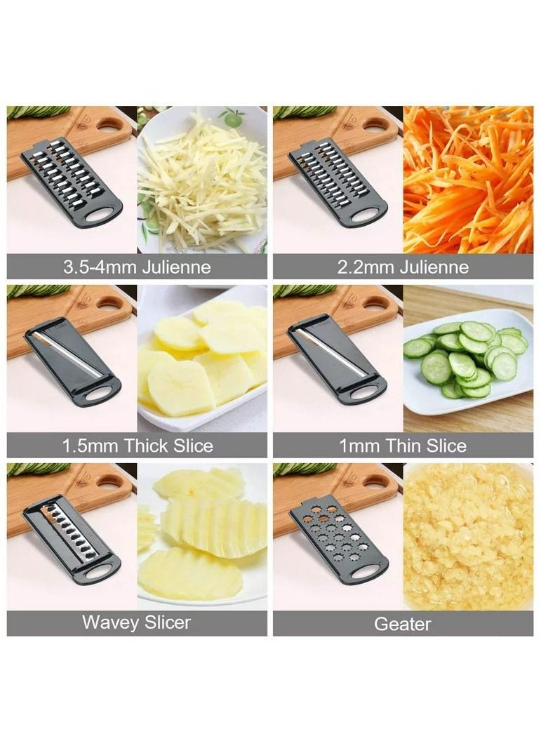 DubaiGallery - Vegetable Cutter Grater for Vegetables Slicers Shredders Multi Slicer Peeler Carrot Fruit 6 in 1 Gadgets Vegetable Cutting Tools - Image 1
