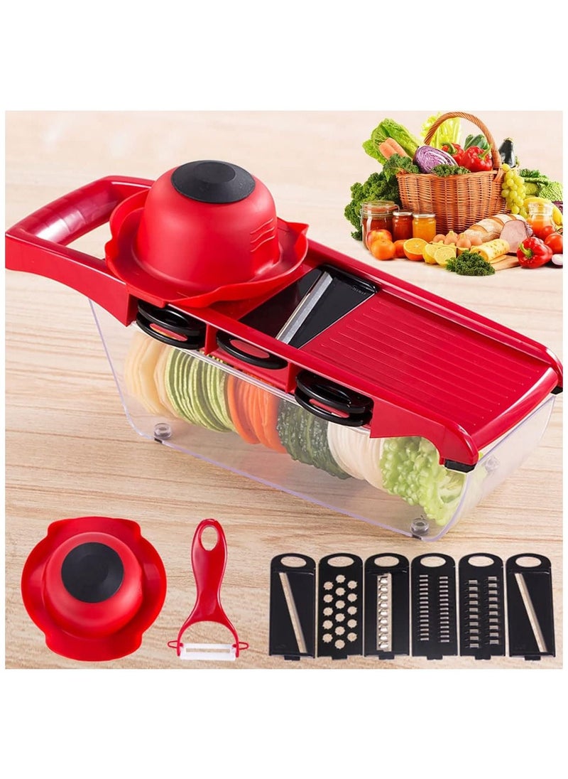 DubaiGallery - Vegetable Cutter Grater for Vegetables Slicers Shredders Multi Slicer Peeler Carrot Fruit 6 in 1 Gadgets Vegetable Cutting Tools - Image 1