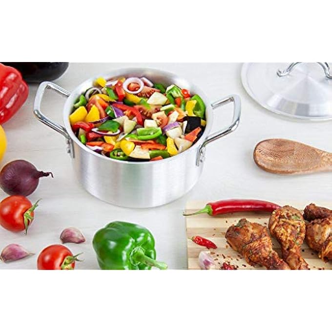 PROFESSIONAL Carina Aluminium Casserole Set 5Pc Stockpot Set With Lids 1826Cm  Silver - Image 2