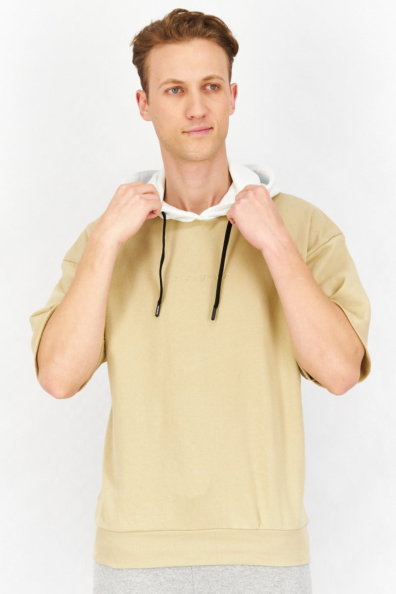 JOHN RICHMOND هودي قصير الأكمام للرجال، رياضي، بيج - Image 1