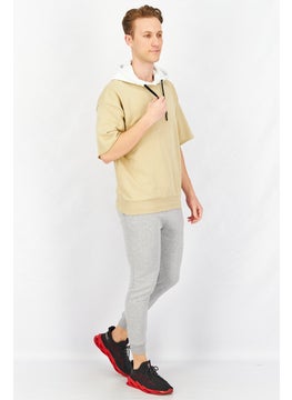 JOHN RICHMOND Men Sportswear Fit Short Sleeves Hoodie, Beige  - Image 4