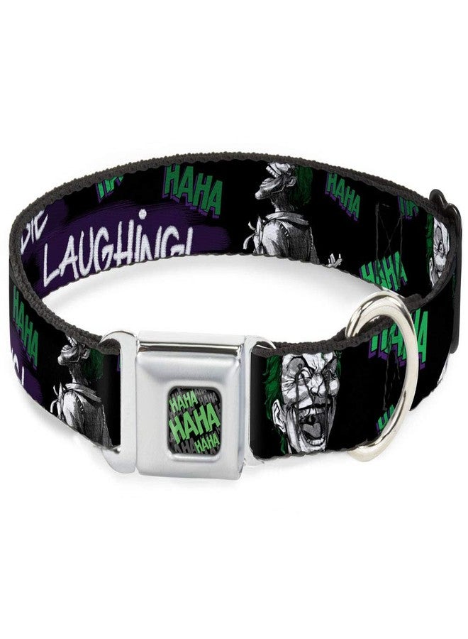Buckle Down Dog Collar Seatbelt Buckle Joker Die Laughing Haha Black Purple Green 16 to 23 Inches 1.5 Inch Wide - Image 1