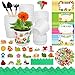 Elcoho 24 Packs Garden Plastic Pot Craft Kit Plant Spring Craft Kits for Kids Flower Pots with 150 Foam Stickers 36 Labels 24 Certificate of Awards 3 Tools Planting Growing Kit for Kids - Image 4