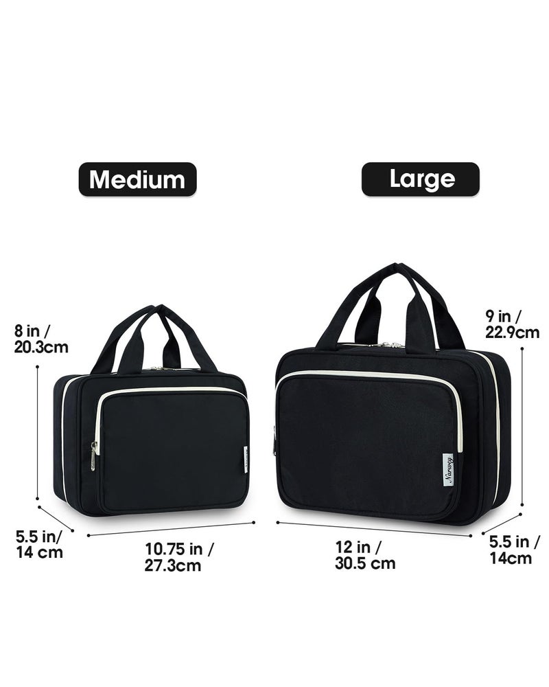 Narwey Travel Toiletry Bag for Women Large Hanging Makeup Bag Organizer Toiletries Bag for Full Size Essentials Accessories Cosmetics (Black (Large)) - Image 2