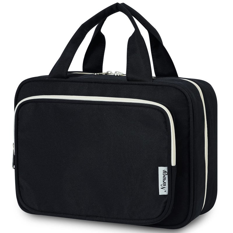 Narwey Travel Toiletry Bag for Women Large Hanging Makeup Bag Organizer Toiletries Bag for Full Size Essentials Accessories Cosmetics (Black (Large)) - Image 1