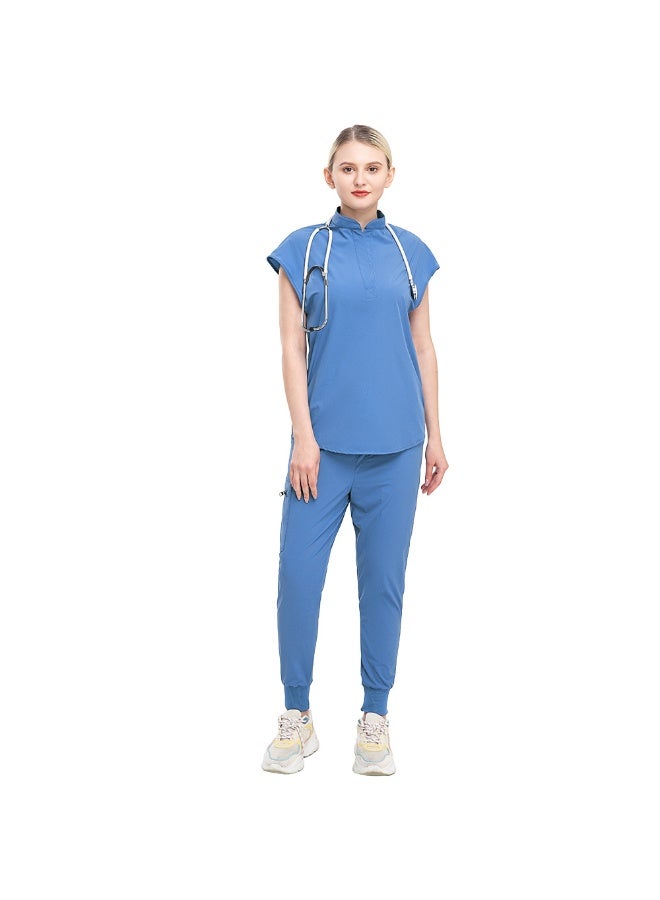 NIBEMINENT Women Scrub Set Surgical Nursing Hospital Uniform Medical Uniforms  Short Sleeve Workwear Clinic Nurse Scrub - Image 1