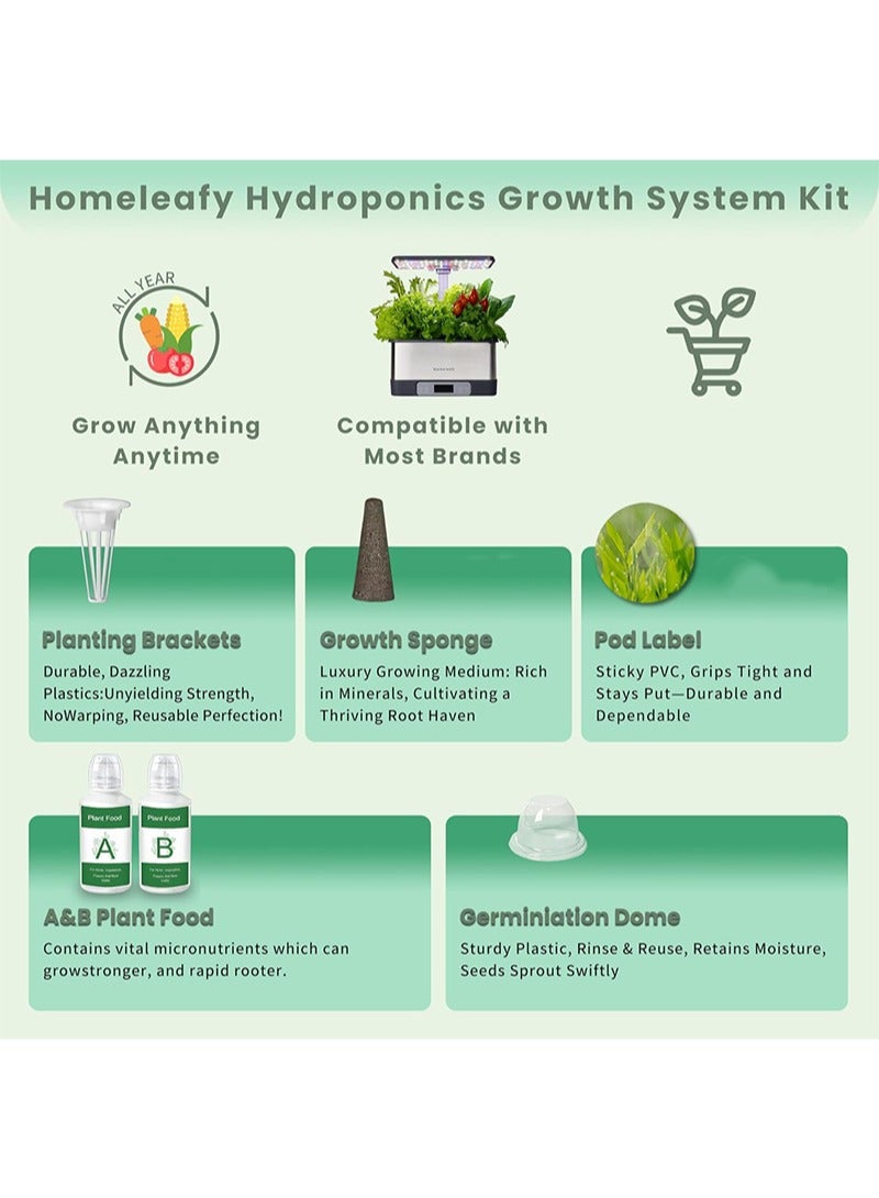 Aikanbo 42-Piece Hydroponic Kit to Grow Any Plant，Includes 10 Planting Charcoal，10 Planting Baskets, 10 Seedling Covers，10 Labels，2 Types Of A&B Plant Fertilizers，Suitable For All Hydroponic Brands - Image 3