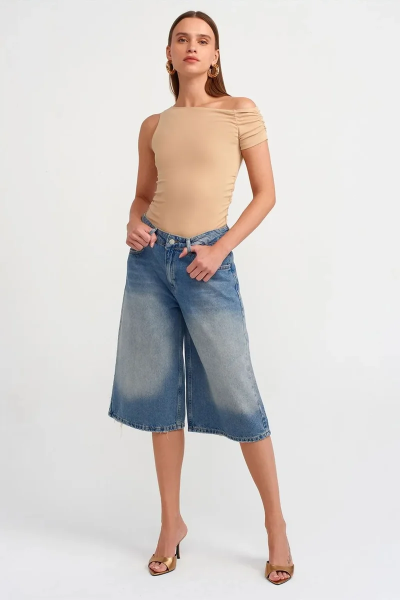 Dilvin Beige Natural DILVIN Off-shoulder Slim-fit Knit Blouse for Women | Best Price UAE