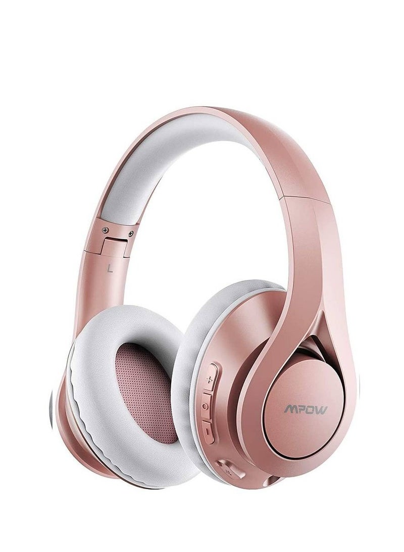 Mpow 059 Lite Bluetooth 5.0 Wireless Headphones with Microphone and USB Charger - Rose Gold