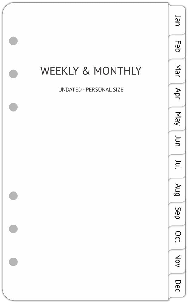 Fan&Ran A6 Planner Refills Undated, 2-Page Per Week with Hourly Schedule, Monthly Tabs, Extra Note Pages, Start Any Time, Personal Size 3-3/4" x 6-3/4" - Image 3