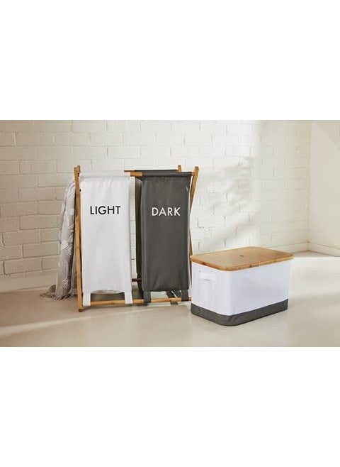 Aarswa Frame Laundry Hamper wooden Frame with Canvas Bag dimension 26x15x30 inch  - Image 1