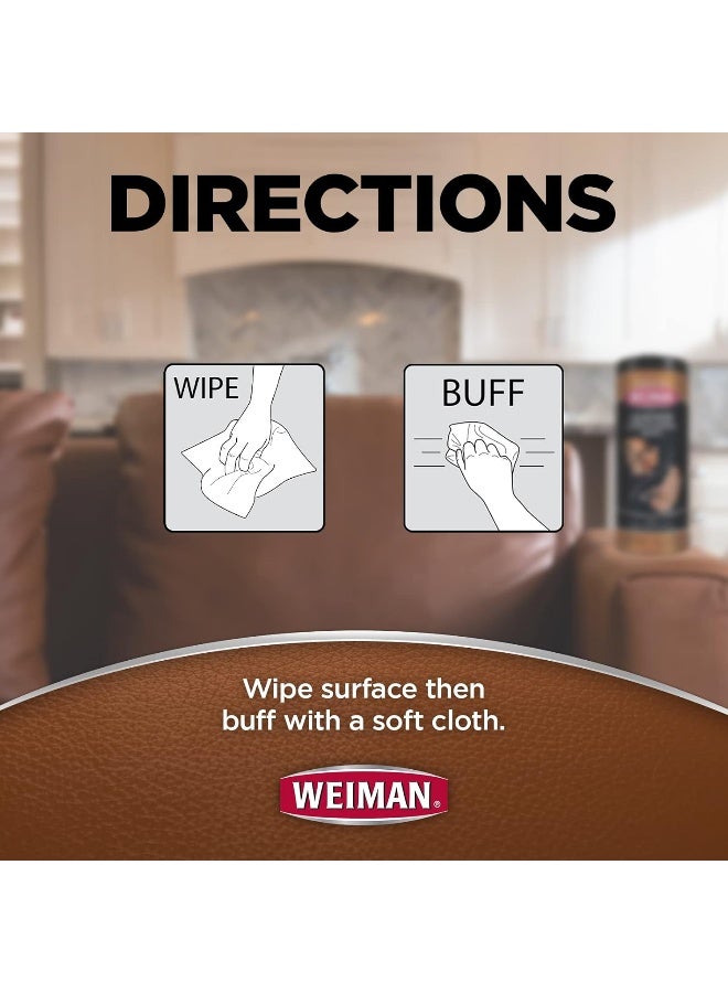 Weiman Leather Wipes 2 Pack Clean Condition UV Protection Help Prevent Cracking or Fading of Leather Furniture Car Seats Interior Shoes and More - Image 4