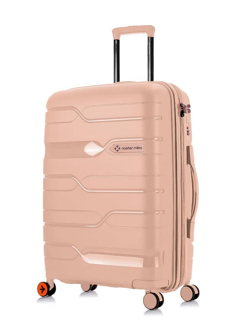 nasher miles Nasher Miles Paris Hard-Sided Polypropylene Check-in Luggage 28 inch | 75cm | 8 Wheels Large Trolley Bag for Travel | Suitcase (Peach)  - Image 1