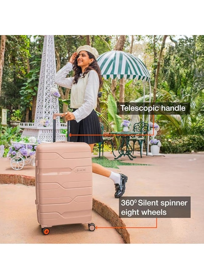 nasher miles Nasher Miles Paris Hard-Sided Polypropylene Check-in Luggage 28 inch | 75cm | 8 Wheels Large Trolley Bag for Travel | Suitcase (Peach)  - Image 5