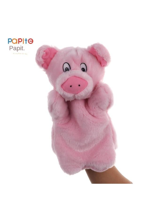 Bluejw Plush Toy Hand Doll Small Animal Pink Piglet Family Parent-Child Doll Kindergarten Children's Gloves  - Image 2