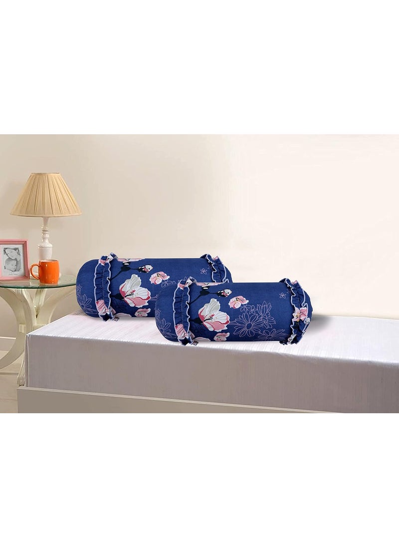 HSR Collection HSR Collection 100 Cotton 2 Piece Printed Bolster Cover 16 X 32 inches Blue  - Image 3