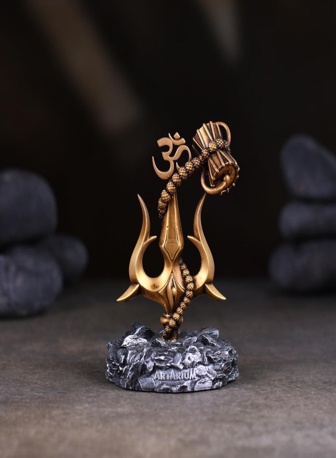 Artarium Trishul with Damru Traditional Trishul Damru Shiva Trishul Decorative Showpiece for Car Dashboard Home Decor Pooja Room Black Base 3.9 Inch - Image 3