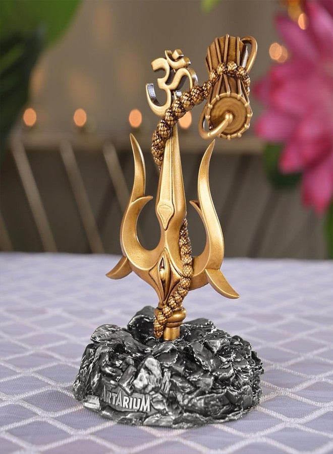 Artarium Trishul with Damru Traditional Trishul Damru Shiva Trishul Decorative Showpiece for Car Dashboard Home Decor Pooja Room Black Base 3.9 Inch - Image 5