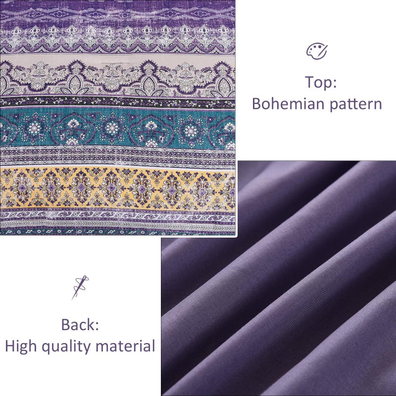 Cottolester Boho Queen Comforter Set 8 Pieces, Violet Bohemian Striped Bed in a Bag, Paisley Soft Microfiber Bedding Comforter Set - Image 4