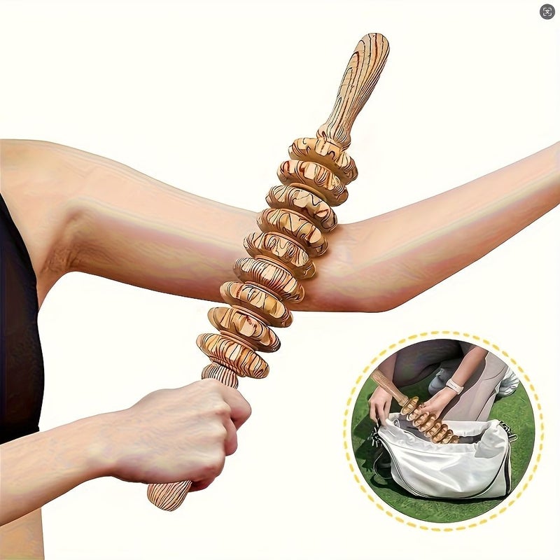 Wooden Massage Stick Roller for Full Body Shaping Muscle Relaxation Home Gym Use - Image 2