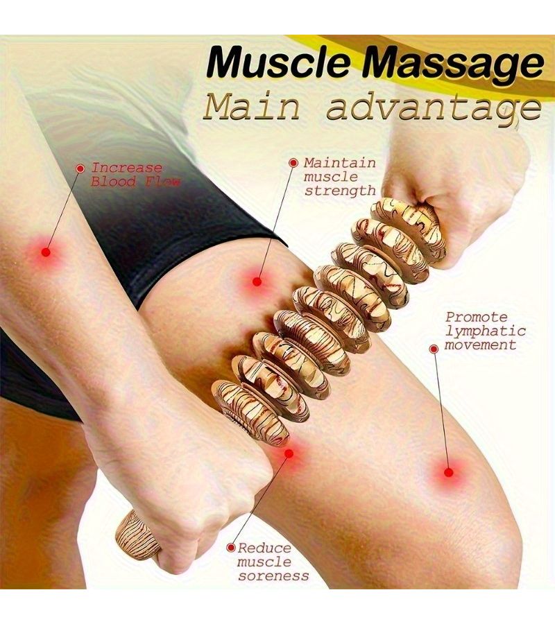 Wooden Massage Stick Roller for Full Body Shaping Muscle Relaxation Home Gym Use - Image 5