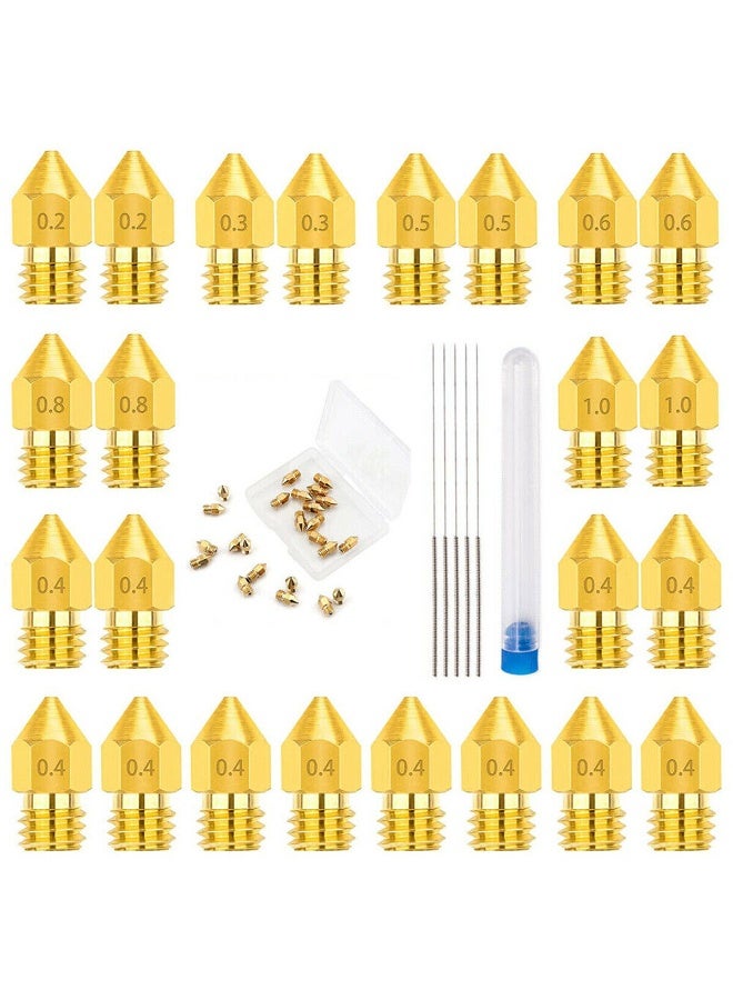 24PCS 3D Printer Nozzles, Extruder MK8 Nozzle Hardened Steel, Brass High Temperature Resistant Nozzle with Nozzle Cleaning Needles for Creality Ender 3/3 Pro/3 V2, Ender 5/5 Pro, CR-10/10S - Image 1
